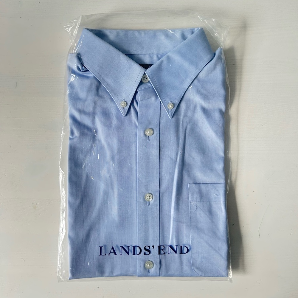 Lands' End Men's Light Blue Dress Shirt